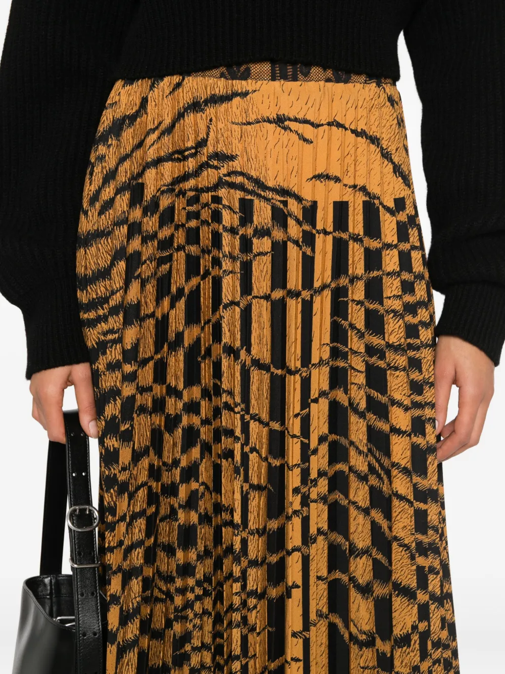 Pierre-louis Mascia Pleated Patterned Skirt In Brown