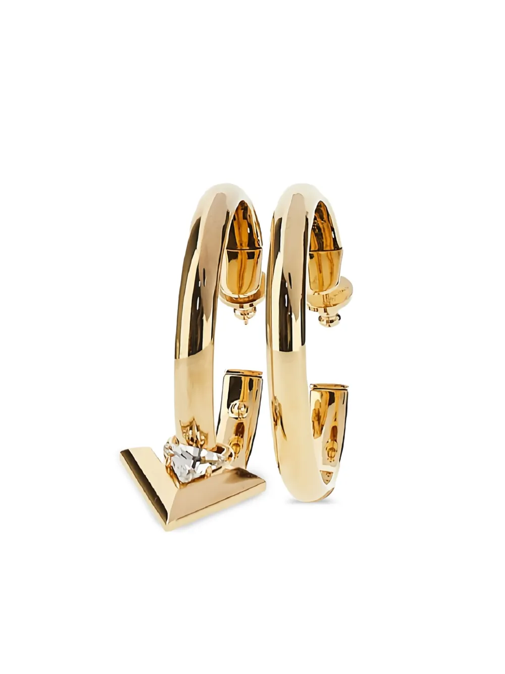 Valentino Je Les V-logo Metal And Crystal Hoop Earrings In Gold