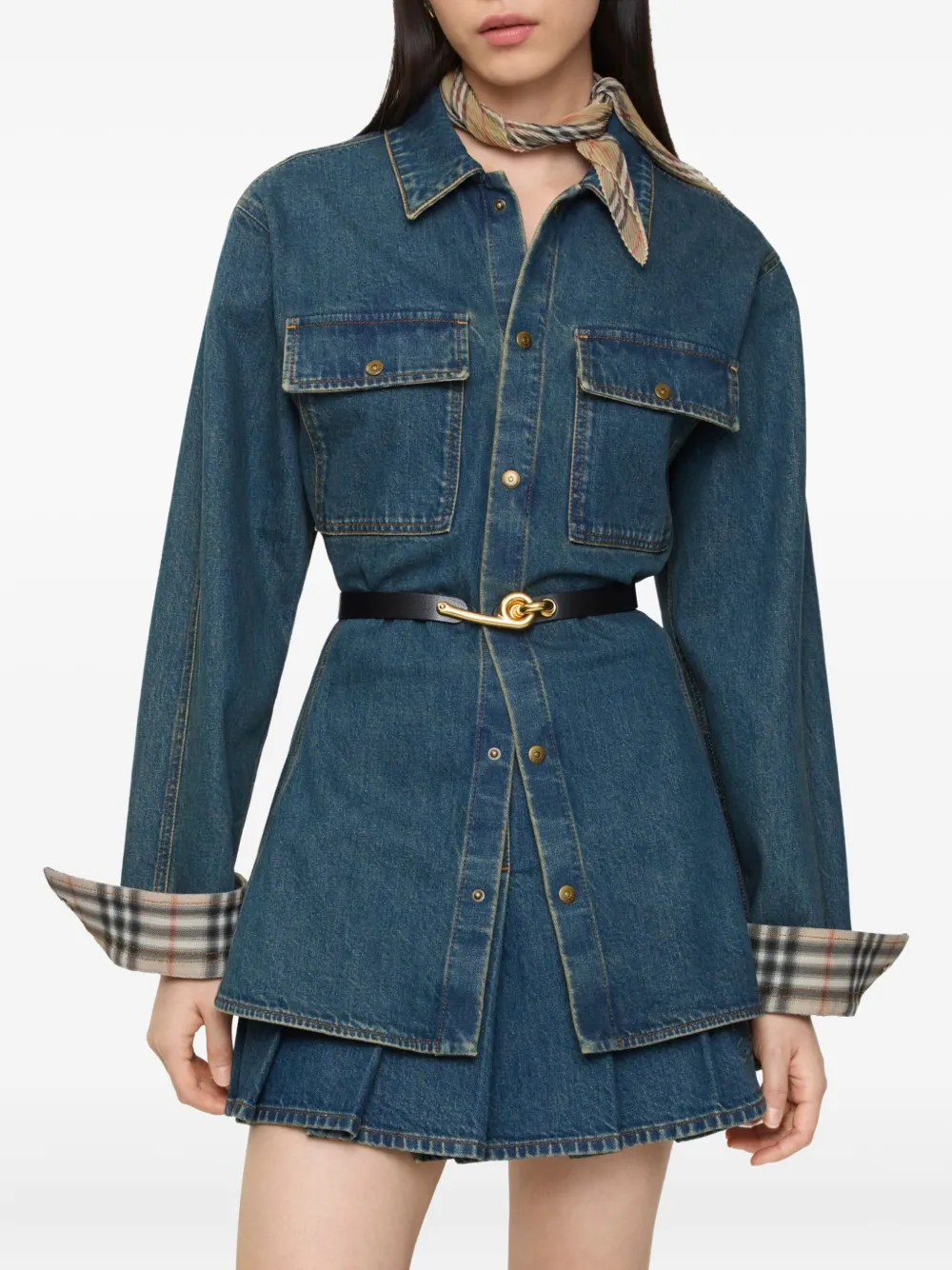 Burberry Fit-and-flared denim overhemd Blauw