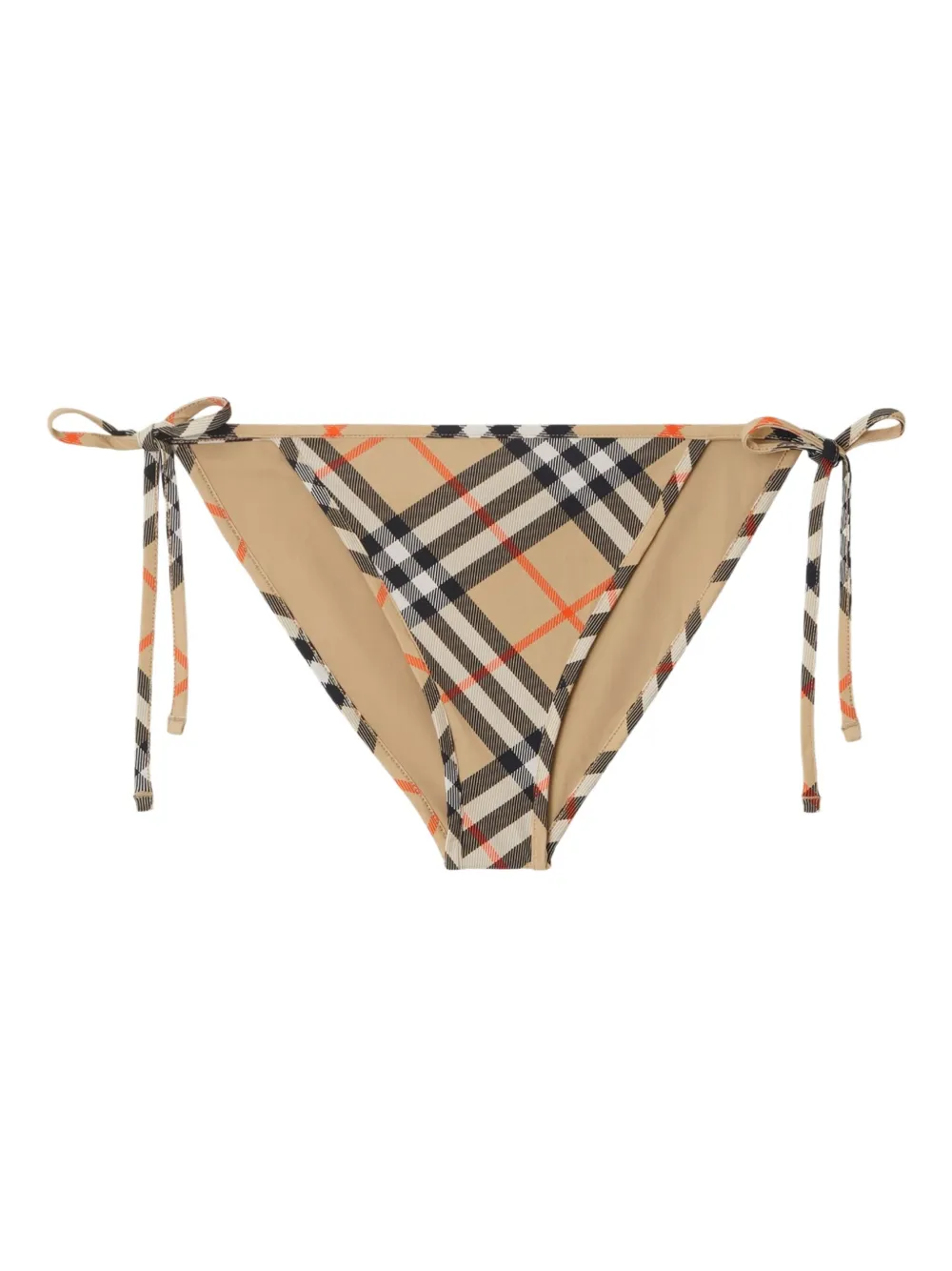 Burberry Check Side-tie Bikini Briefs In Neutral