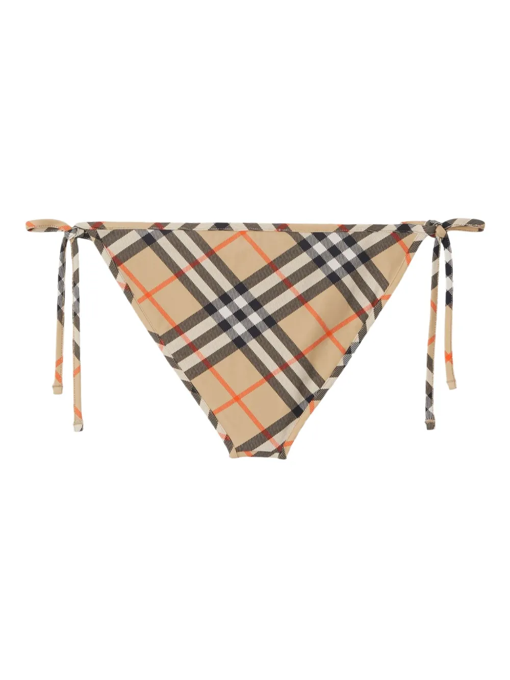 Burberry Check Side-tie Bikini Briefs In Neutral