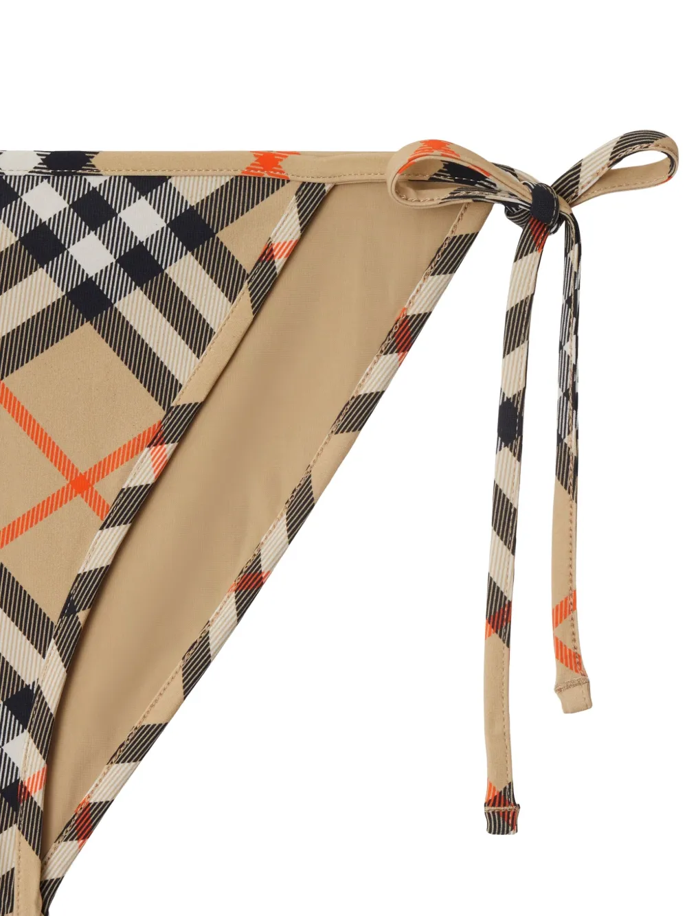 Burberry Check Side-tie Bikini Briefs In Neutral