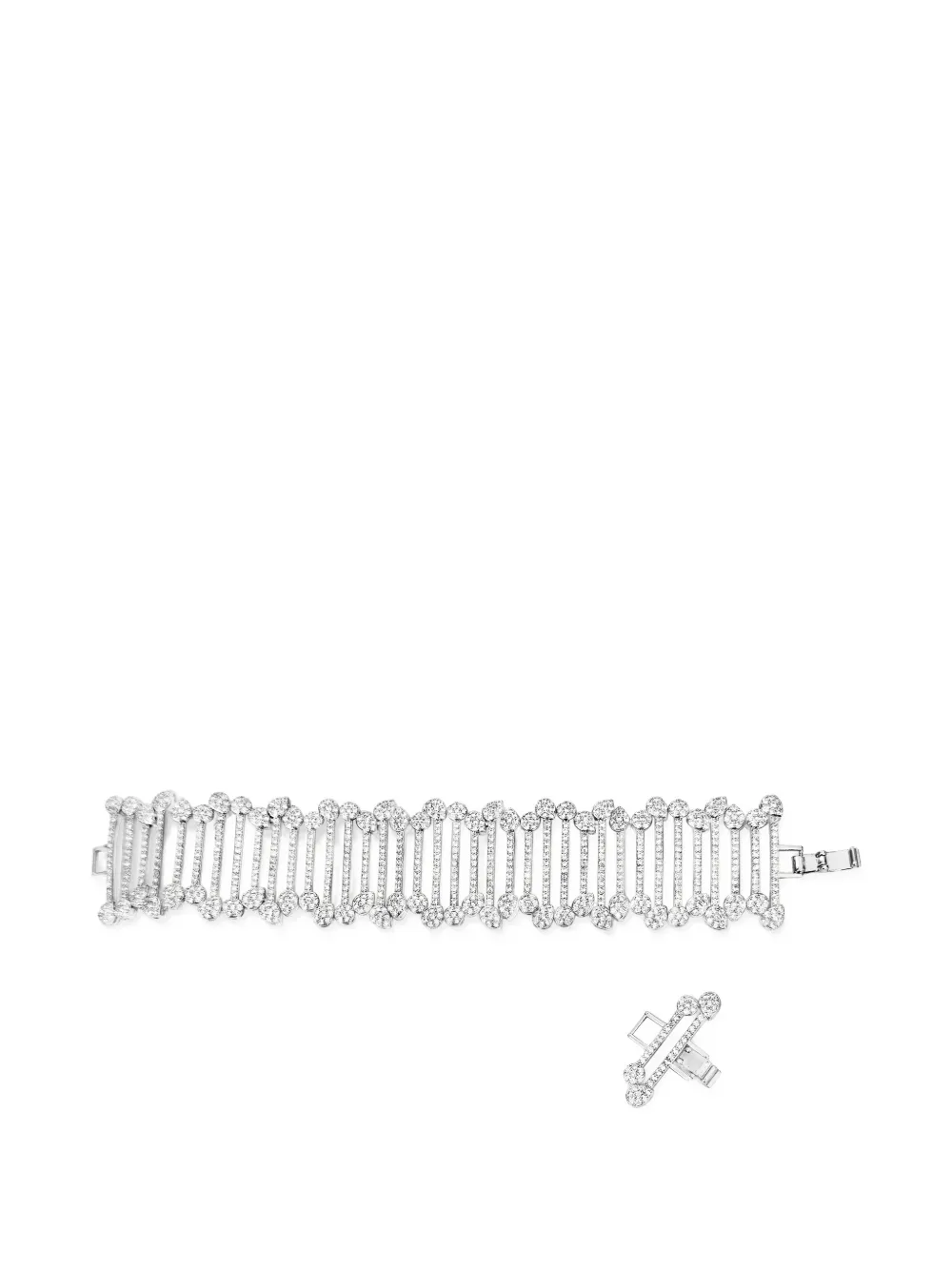 HZMER JEWELLERY crystal-embellished bar-link bracelet - Argento
