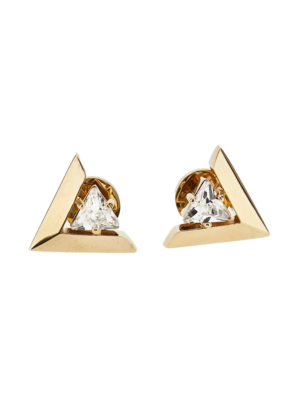Valentino Je Les V Metal And Crystal Triangle Earrings In Gold