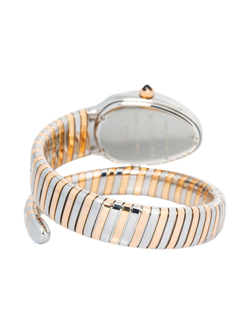 Pre-owned Bvlgari Serpenti Tubogas 18k Rose Gold Black Opaline Dial Watch 35 Mm