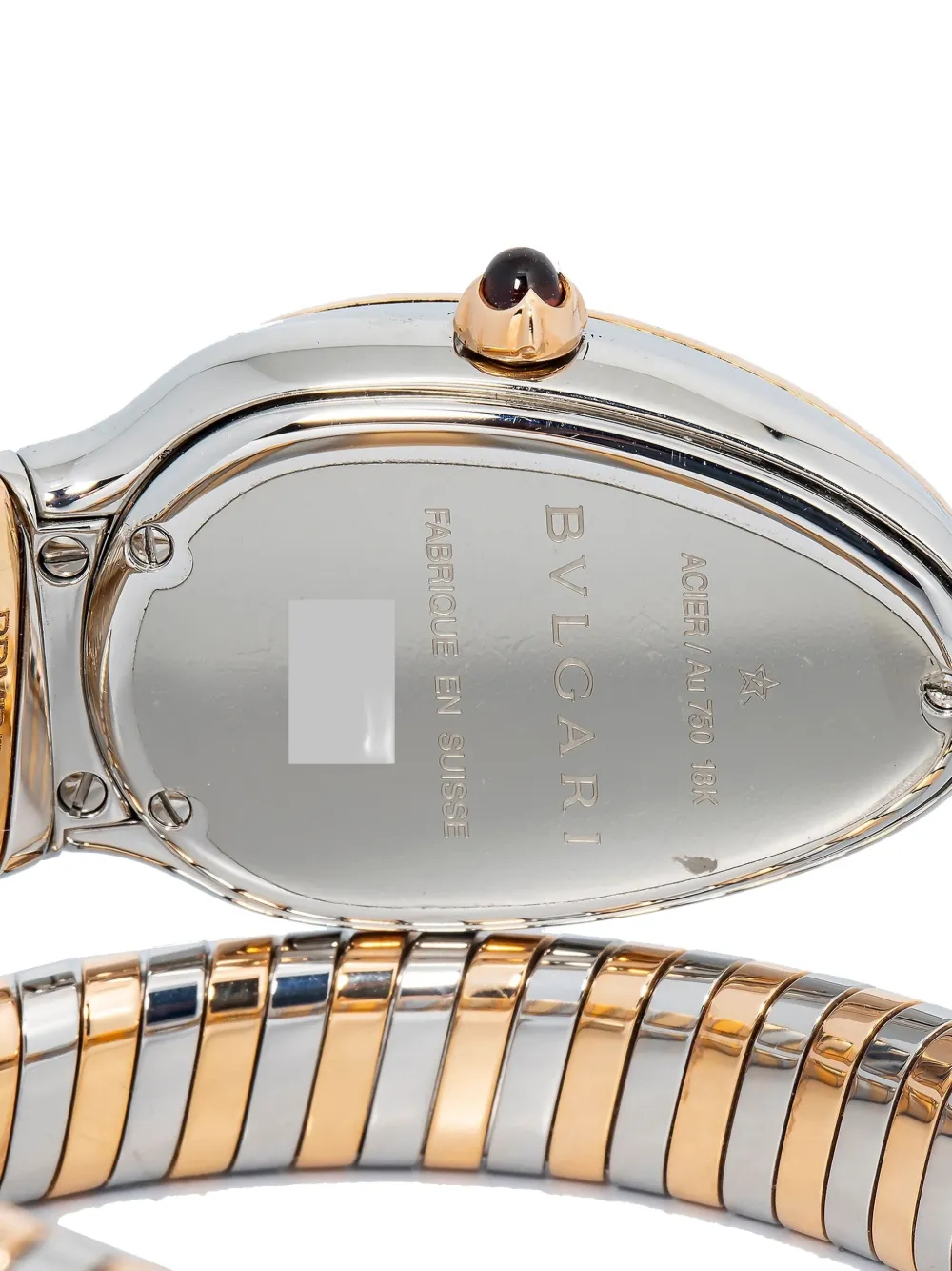 Pre-owned Bvlgari Serpenti Tubogas 18k Rose Gold Black Opaline Dial Watch 35 Mm