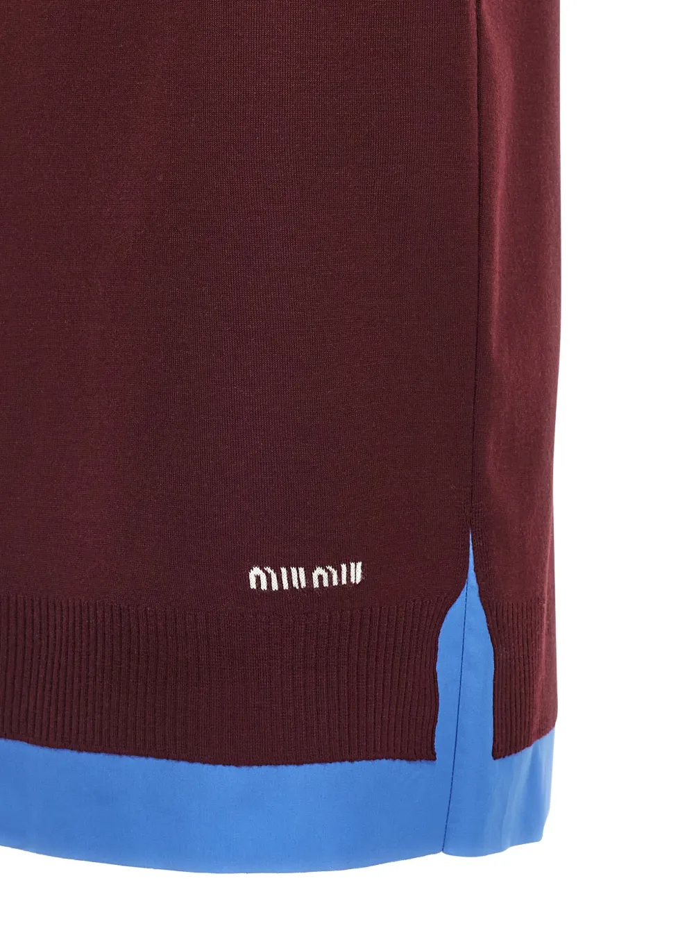 Miu Midi-rok met geborduurd logo en split Rood