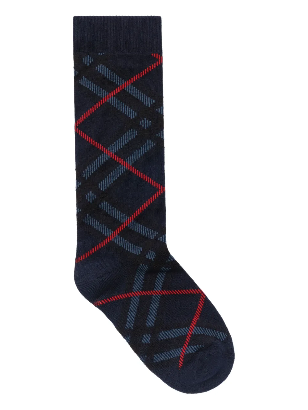 Burberry Checked Cotton-blend Socks In Blue