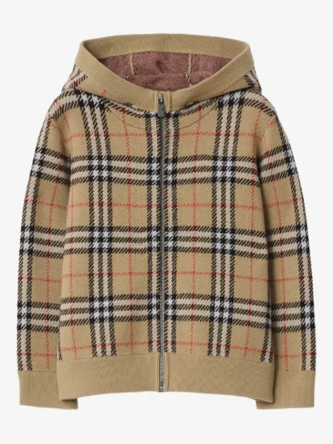 Burberry Kids checked zipped cardigan