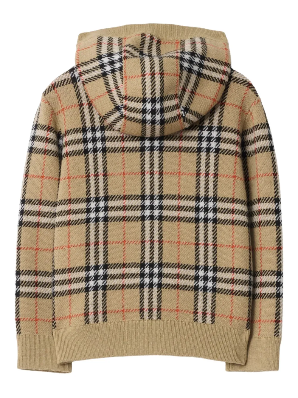 Burberry Childrens Check Wool Zip Hoodie In Brown