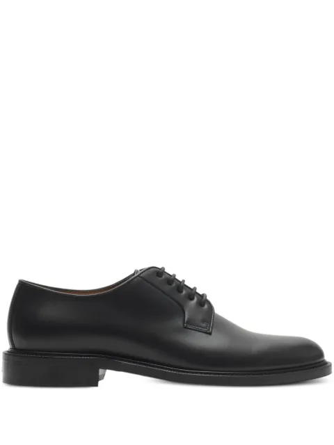 Burberry equestrian-knight detail leather derby shoes