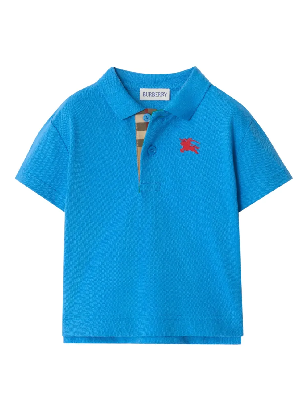 Burberry Kids equestrian-knight cotton-piqué polo shirt - Blu