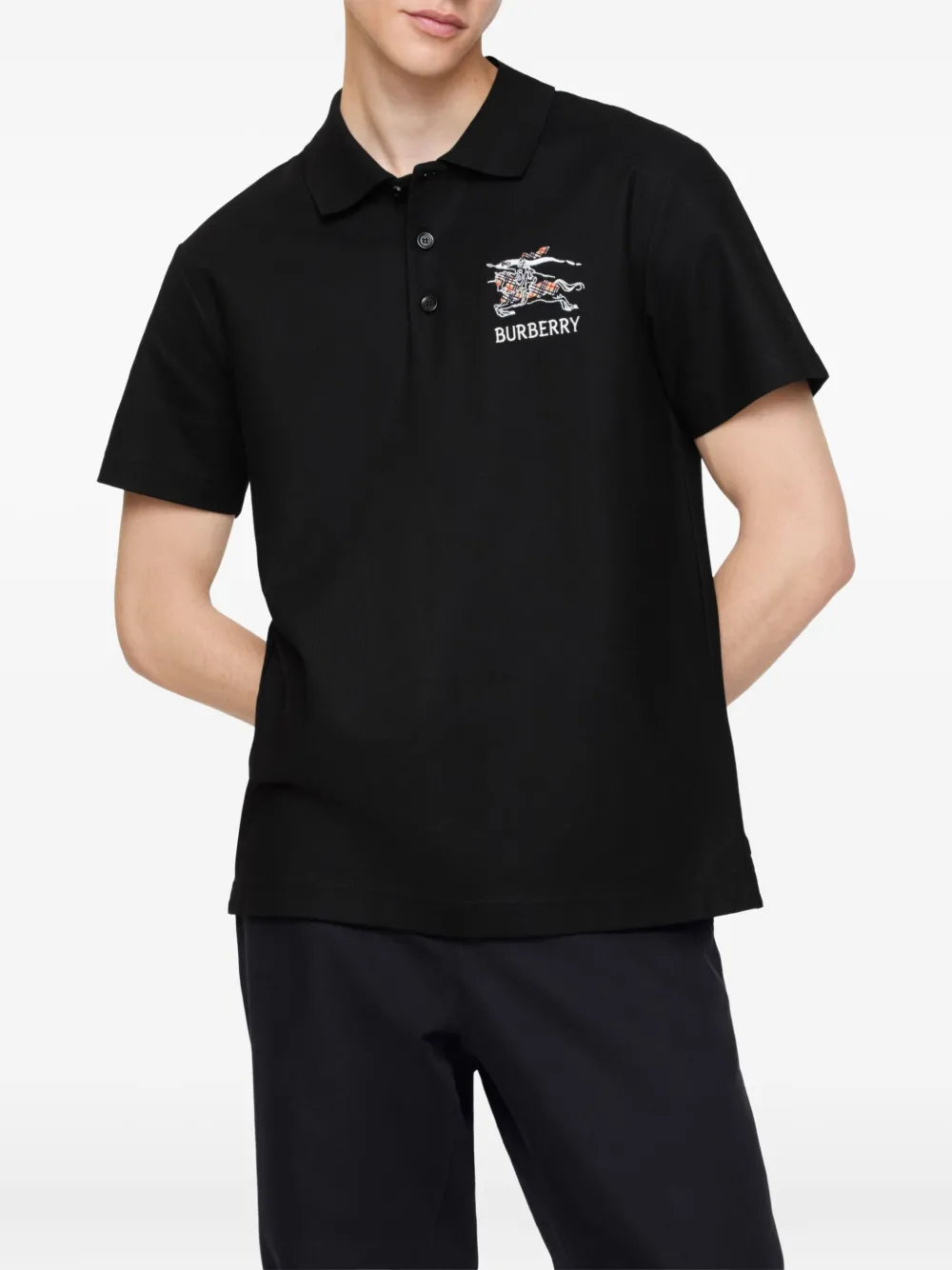 Burberry equestrian-knight cotton polo shirt - Zwart