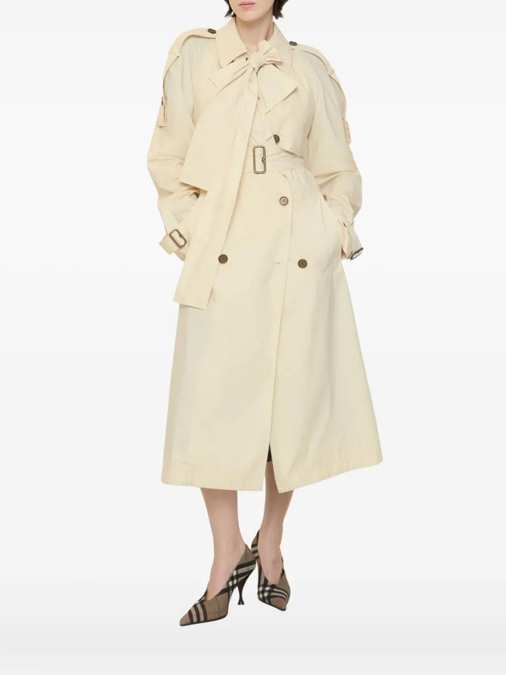 Burberry Trerose Storm-shield Buckled Trench Coat In Neutral
