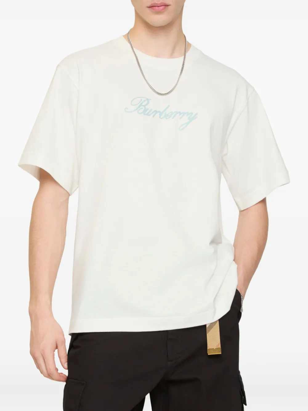 Burberry T-shirt met gewelfde logoprint Wit