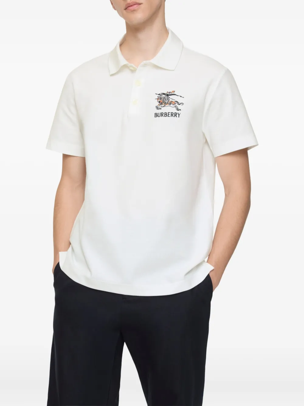 Burberry Equestrian Knight cotton polo shirt - Wit