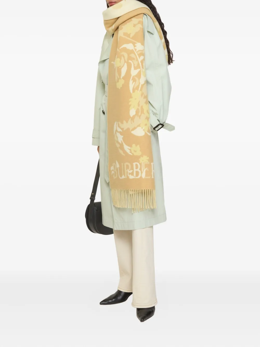 Burberry Equestrian Knight sjaal met bloemenprint Beige