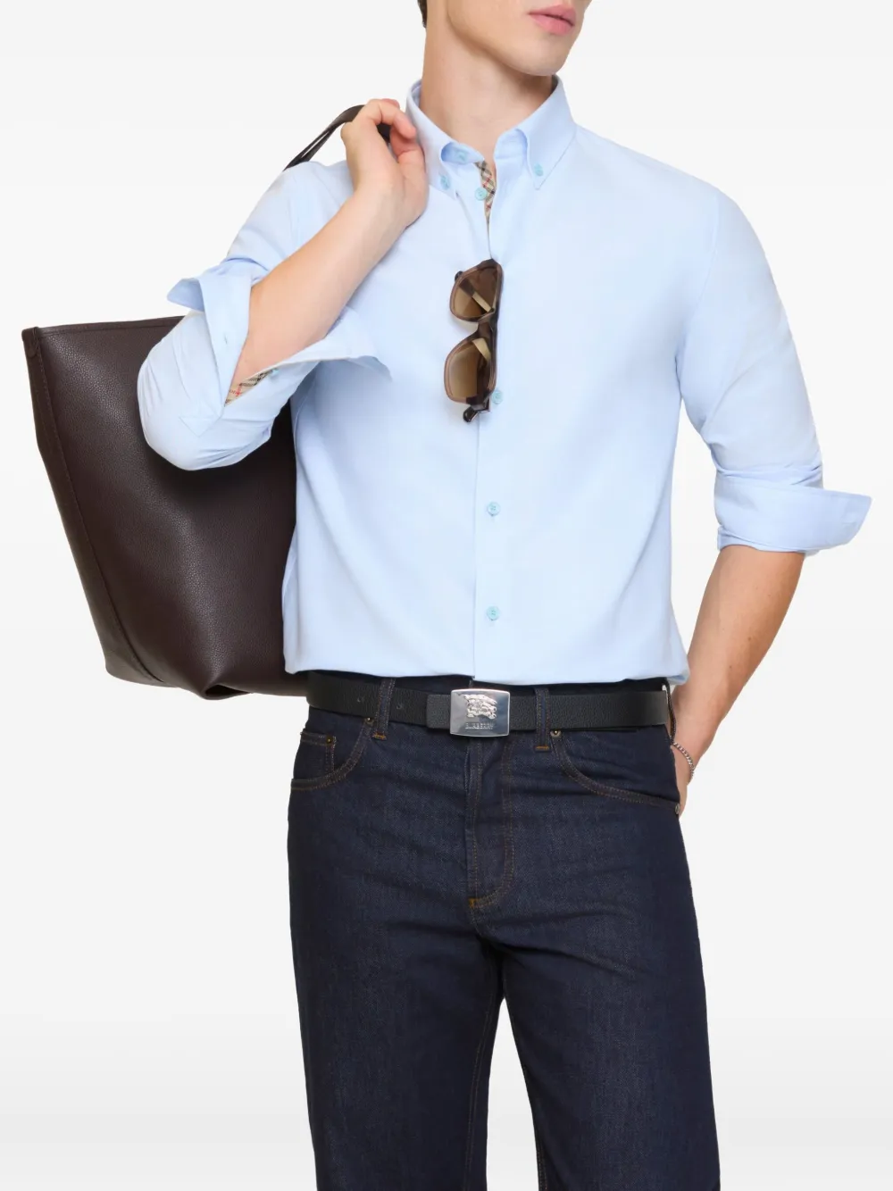 Burberry Equestrian Knight Oxford shirt - Blauw