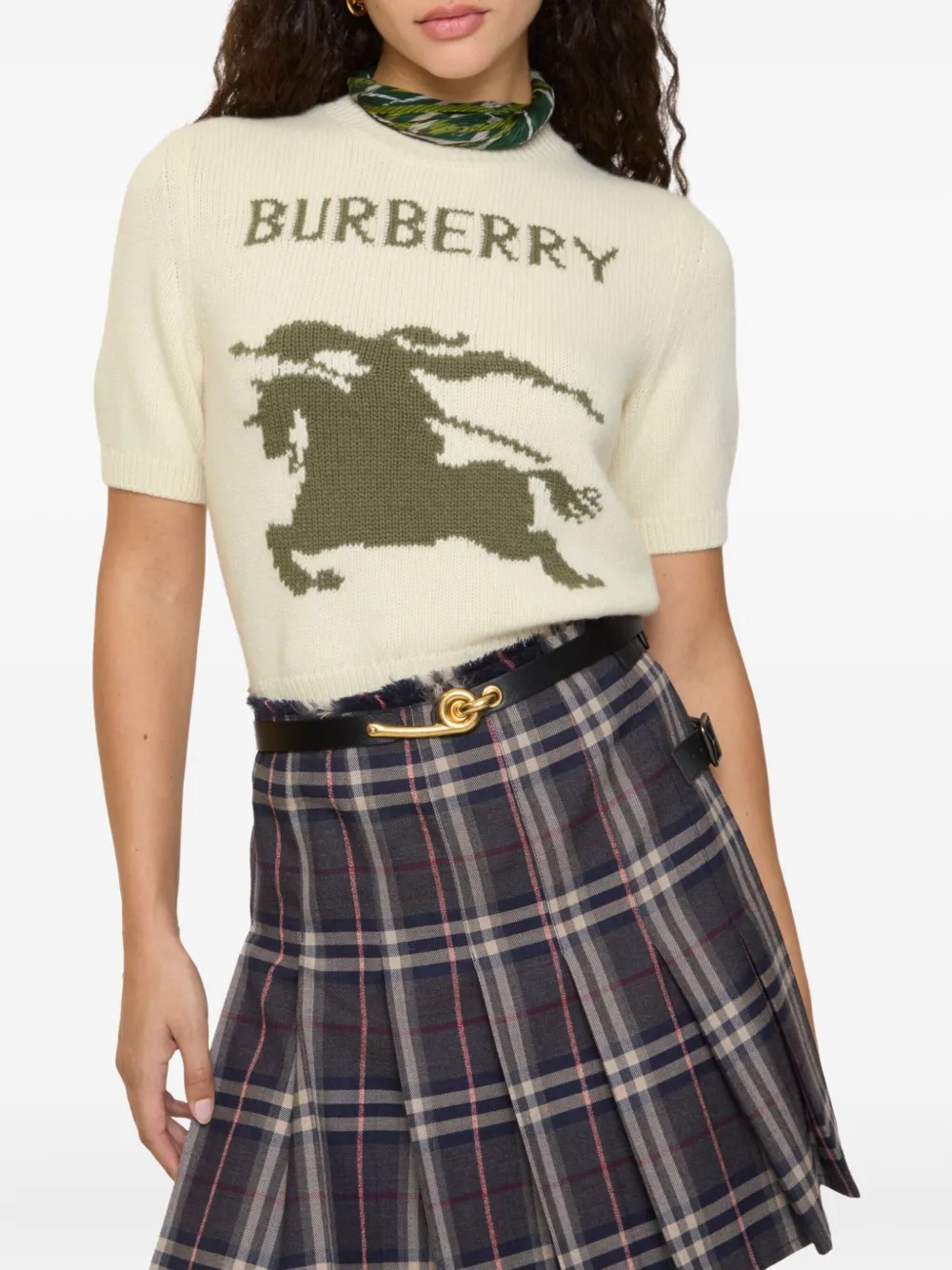 Burberry Logo-equestrian Knight T-shirt In Neutral