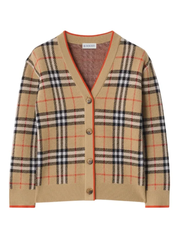 Burberry Kids チェックカーディガン | ニュートラル | FARFETCH JP
