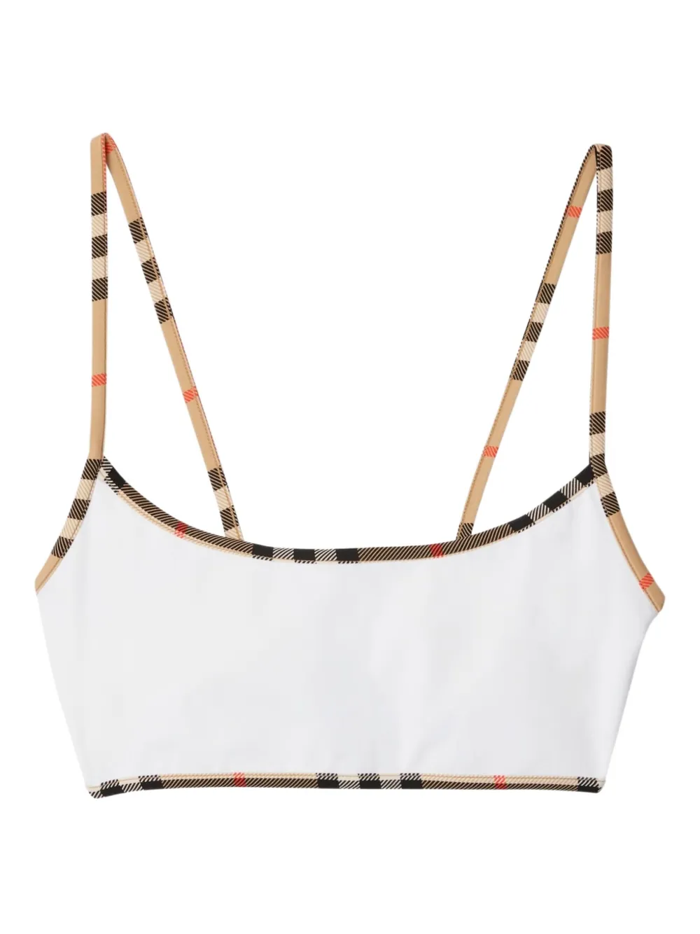 Burberry Top bikini con bordo a quadri - Bianco