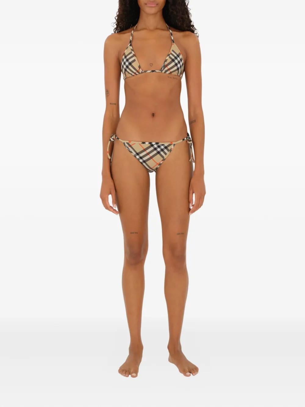 Burberry Checked Bikini Top In Brown