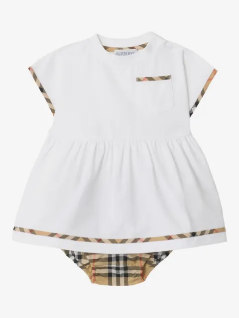 Burberry Kids tvådelat set med klänning i bomull med rutiga detaljer