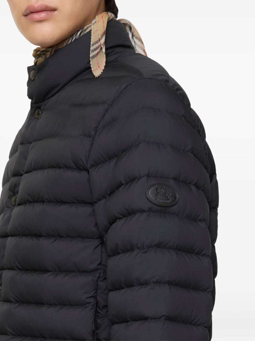 Burberry Gewatteerd jack met logopatch Zwart