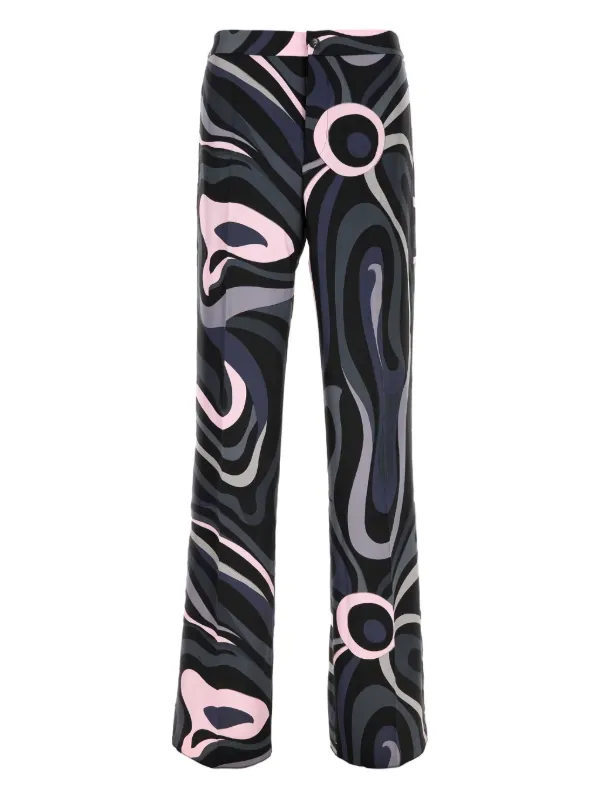 Pucci Marmo Print Silk Trousers in Black