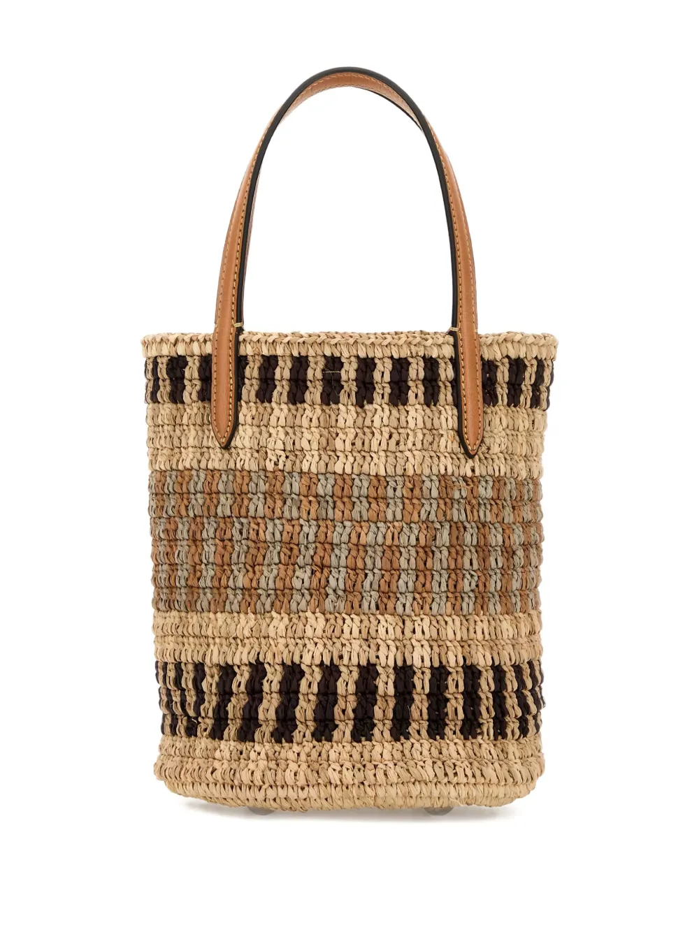 Valentino Raffia Bucket Bag Featuring Dual Handles In Neutral