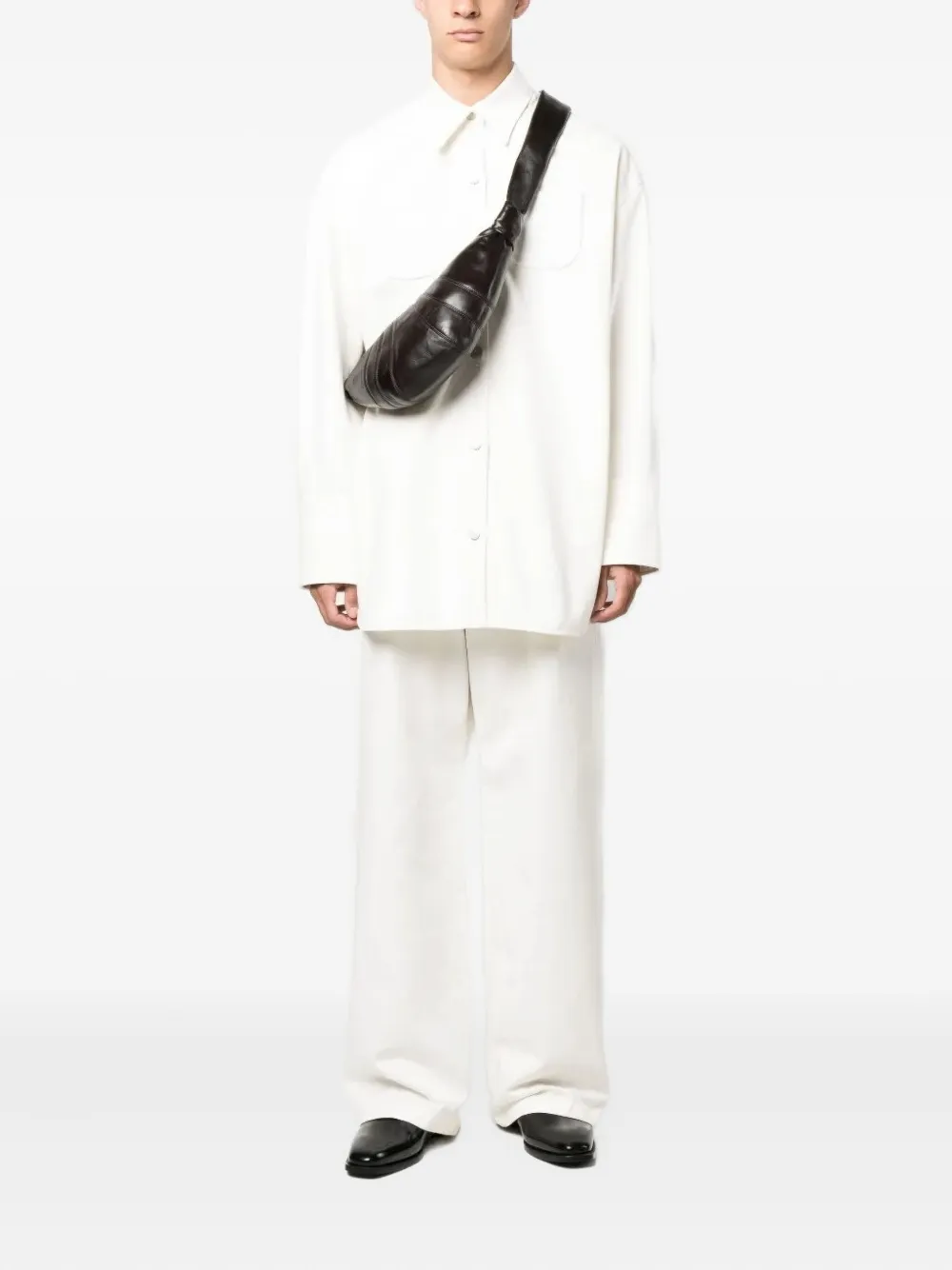 LEMAIRE Croissant leren messengertas - Bruin