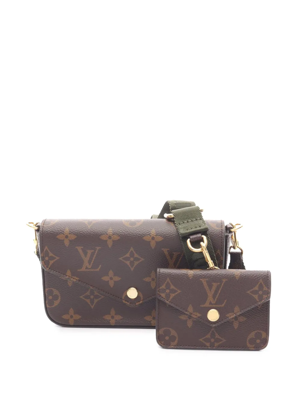Pre-owned Louis Vuitton 2021-2025 Monogram Felicie Strap And Go Crossbody Bag In Brown