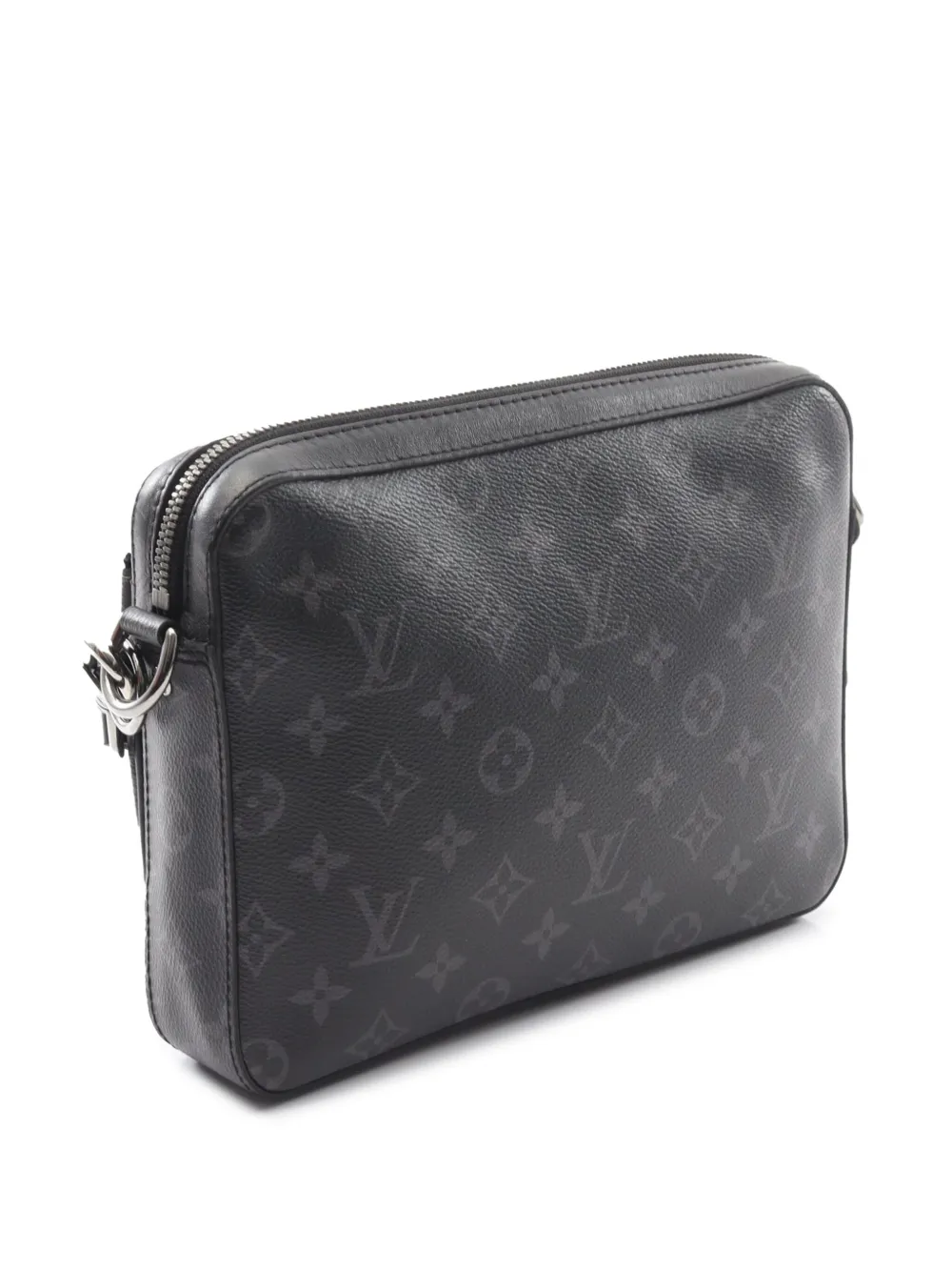 Pre-owned Louis Vuitton 2021-2025 Monogram Eclipse Trio Messenger Crossbody Bag In Black