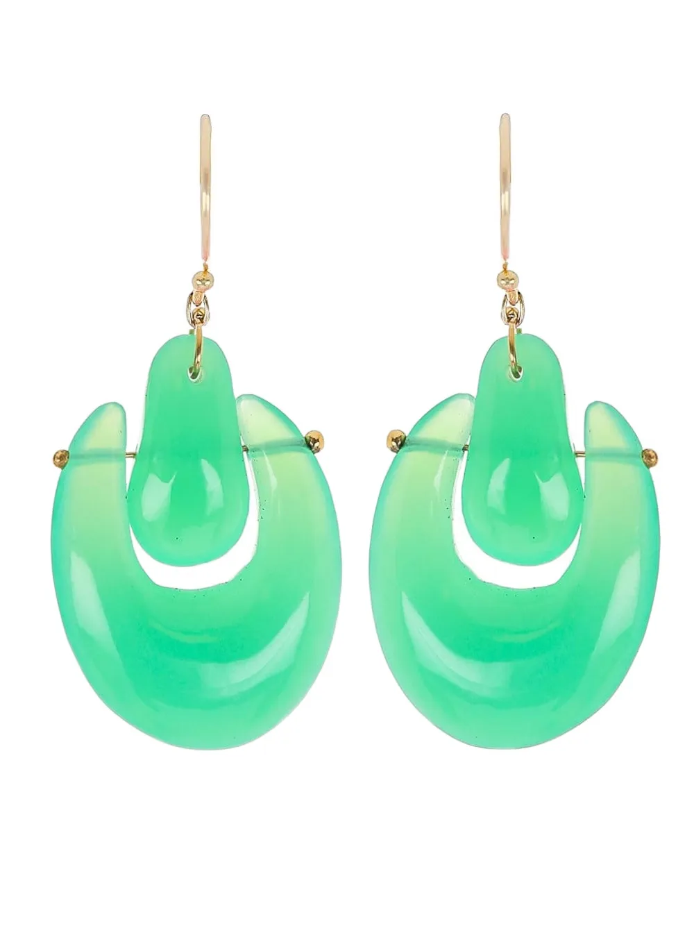 Ten Thousand Things 18k Yellow Gold O'keeffe Earrings In Green