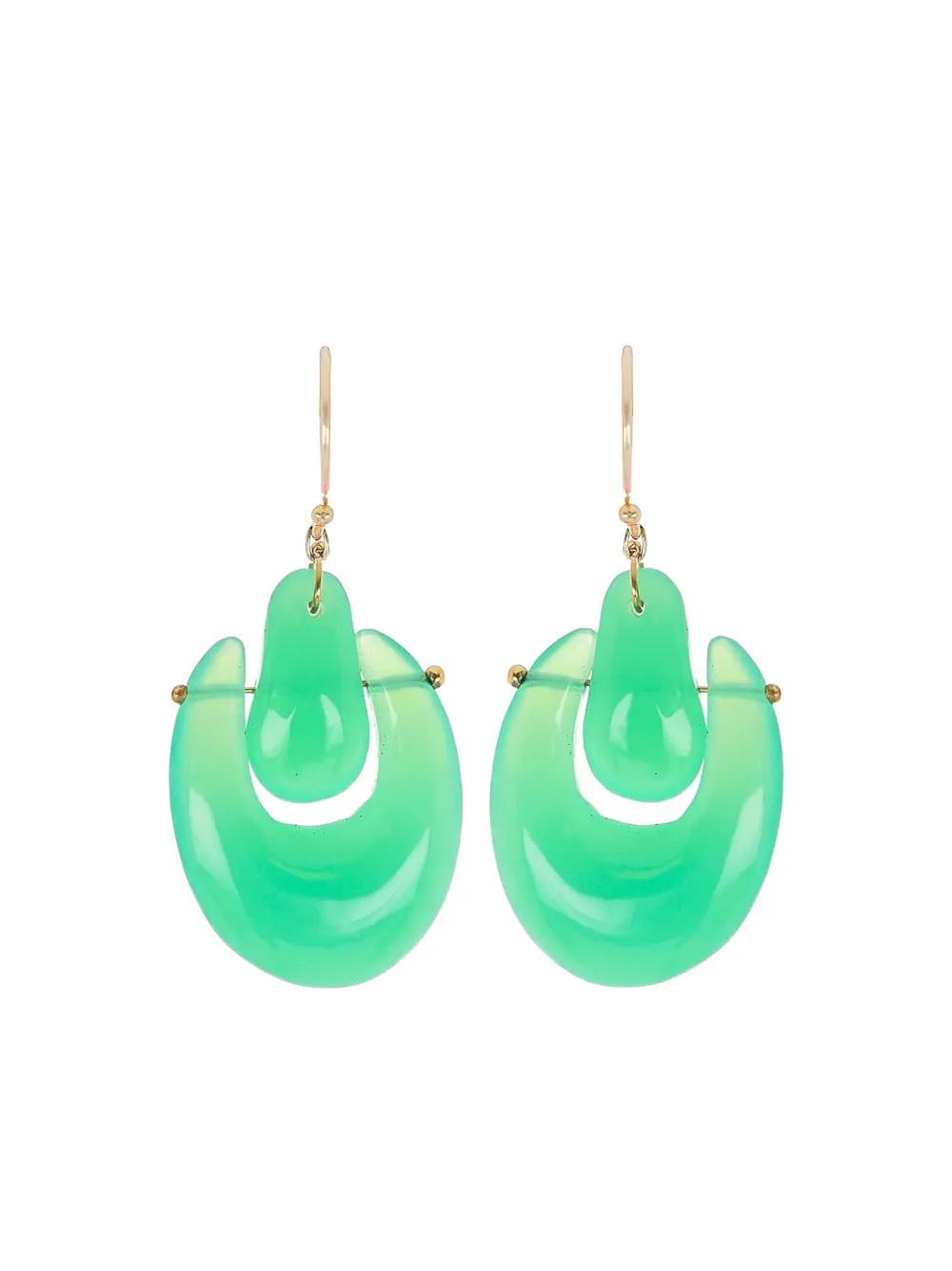 Ten Thousand Things 18k Yellow Gold O'keeffe Earrings In Green