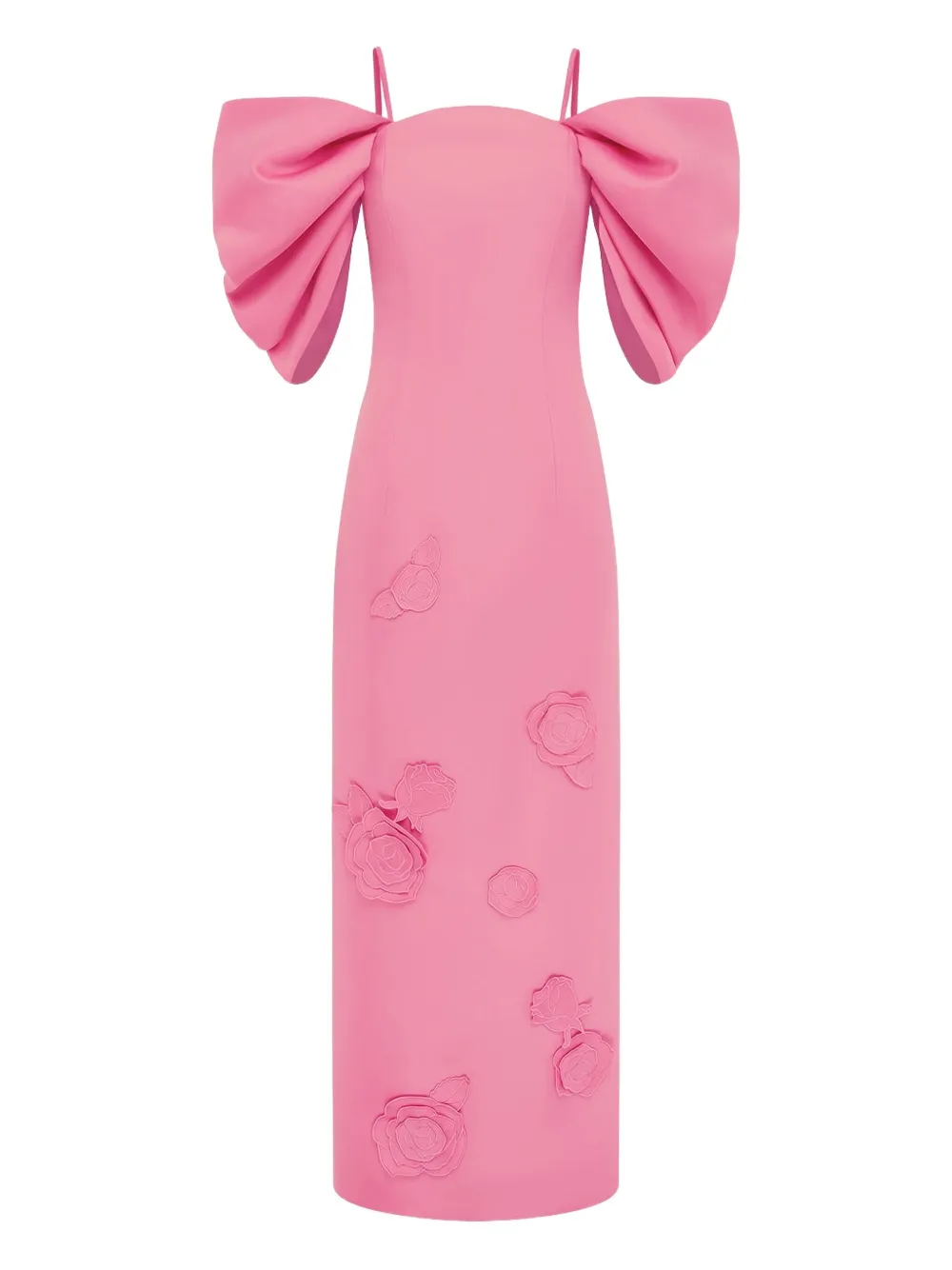 Leo Lin Arabella Floral-appliqué Maxi Dress In Pink