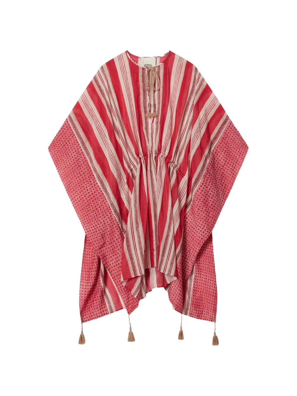ISABEL MARANT LORELIZ striped tassel beach cover-up - Rosso