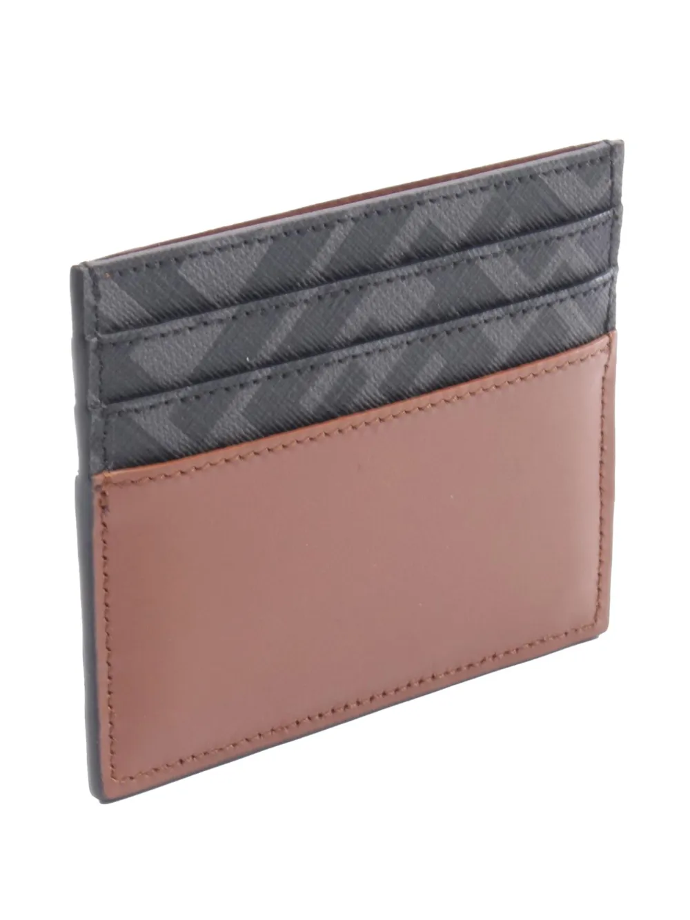 Pre-owned Fendi 2010-2025 Leather Ff Square Card Holder In Brown