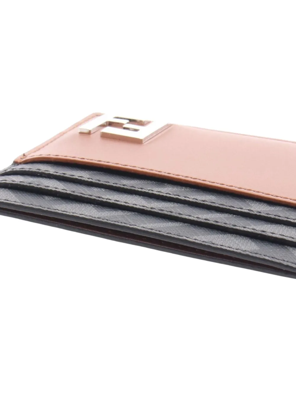 Pre-owned Fendi 2010-2025 Leather Ff Square Card Holder In Brown