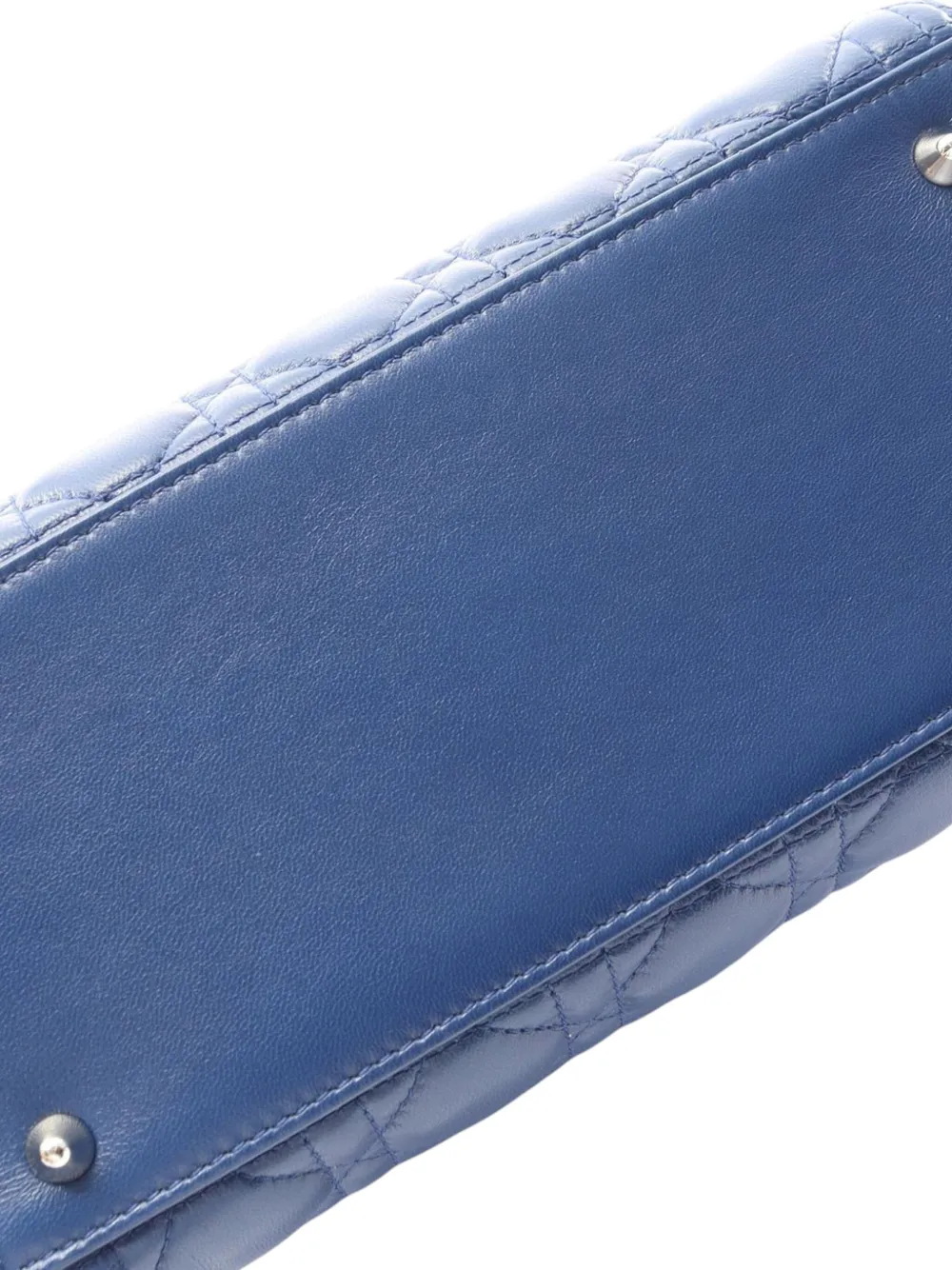 DIOR Pre-owned 2010-2025 Medium Lambskin Cannage Lady Handbag In Blue