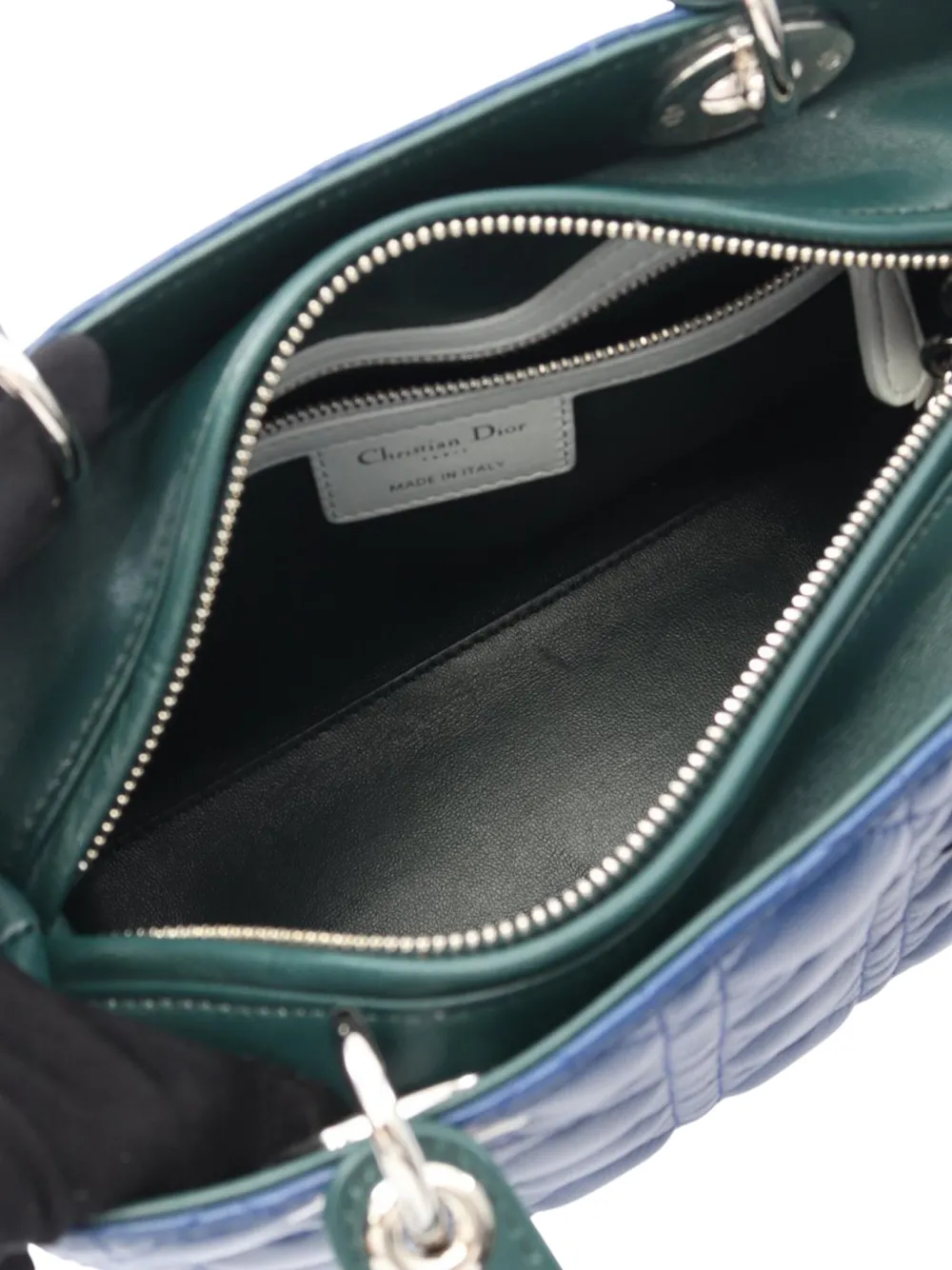 DIOR Pre-owned 2010-2025 Medium Lambskin Cannage Lady Handbag In Blue