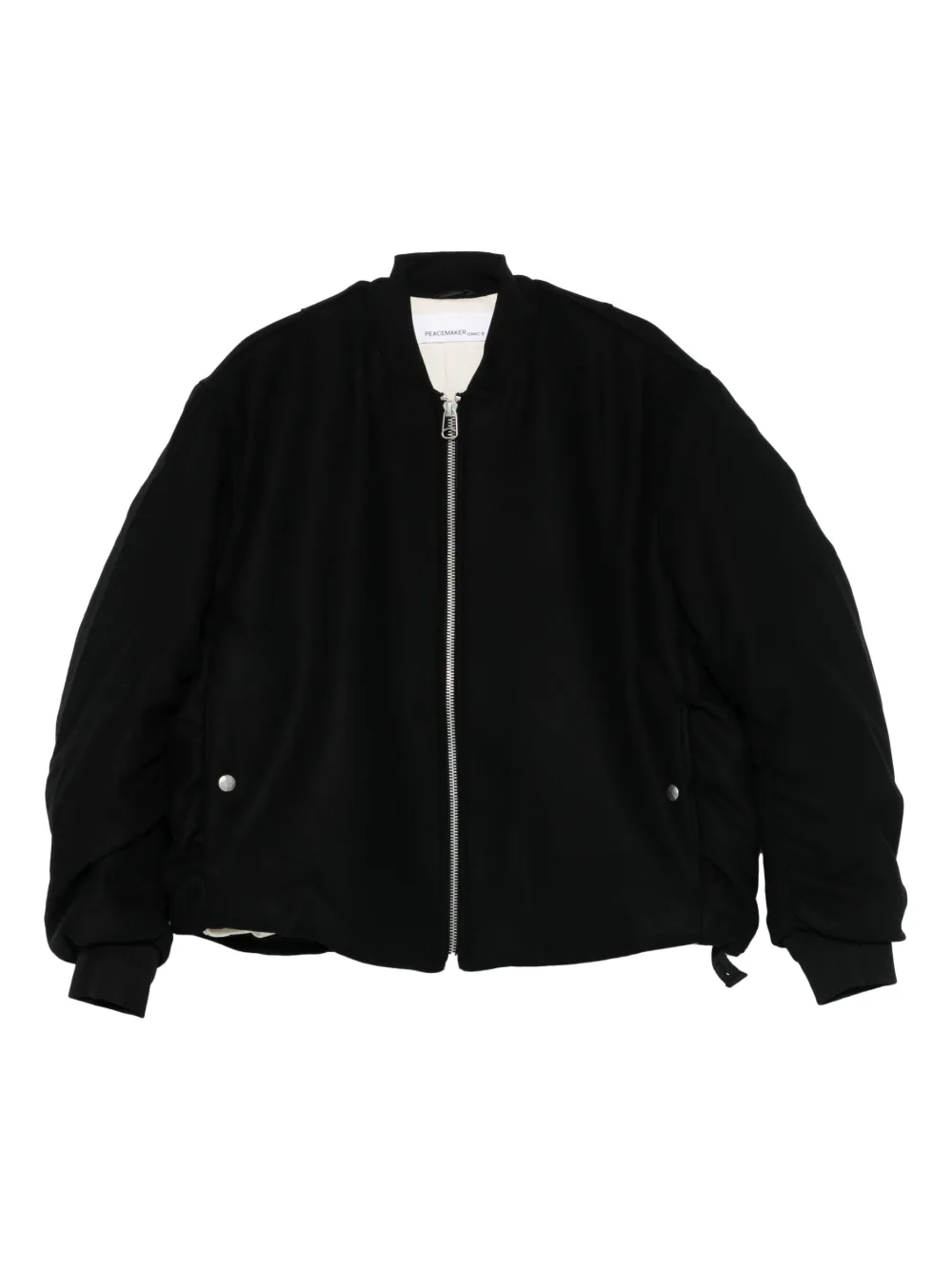 Peacemaker Oamc zip-up ruched-detail bomber jacket | Black | Image 1