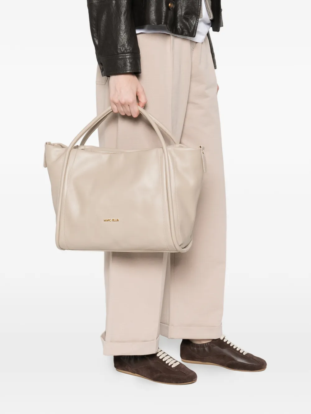 Marc Ellis logo-plaque tote bag - Beige