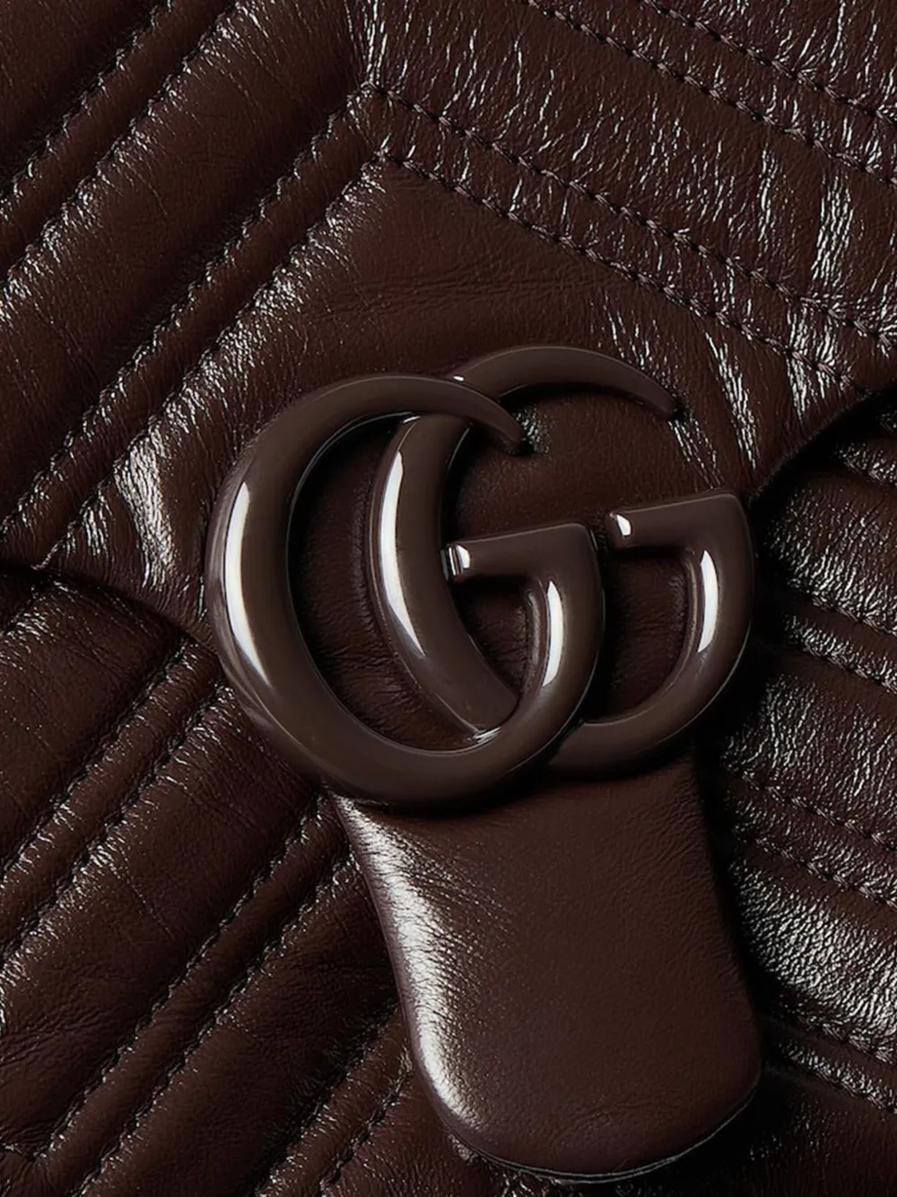 Gucci Chocolate Leather Maxi Gg Marmont Shoulder Bag In Brown