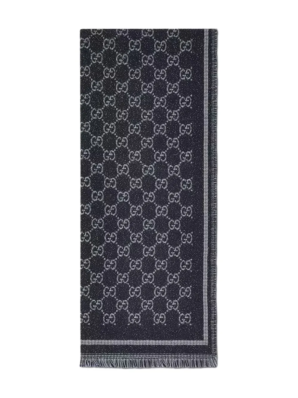 Gucci lamé gg print fringe scarf | Blue | Image 1