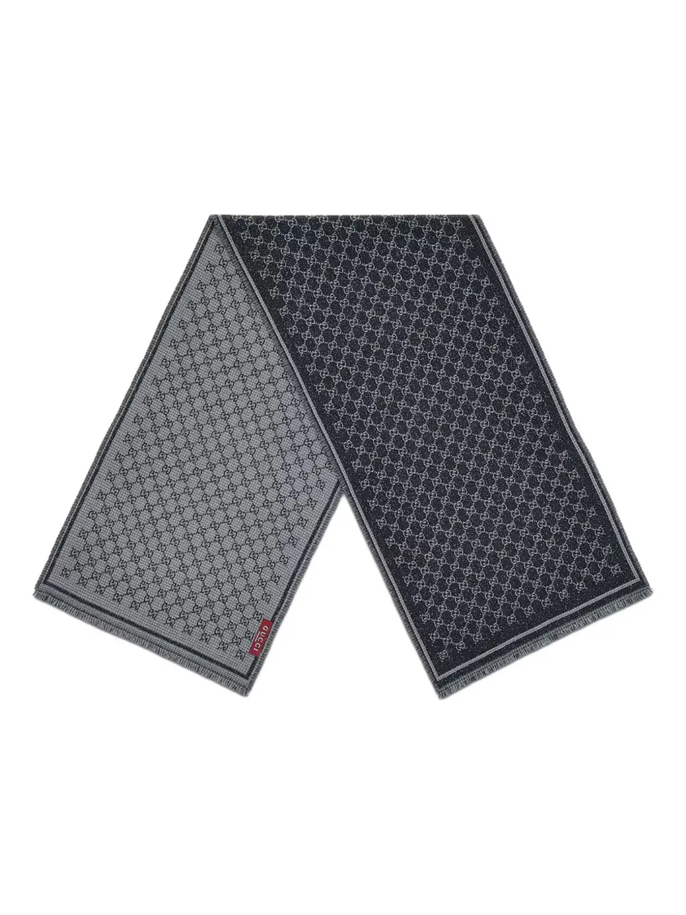 Gucci lamé gg print fringe scarf - Blauw