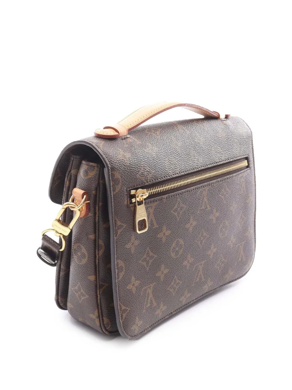 Pre-owned Louis Vuitton 2021-2025 Monogram Pochette Metis Satchel In Brown