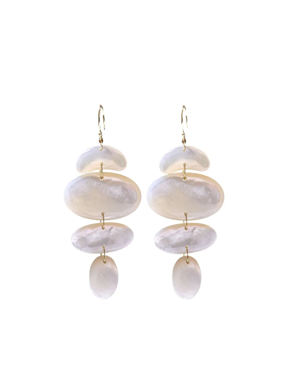 Ten Thousand Things 18k Yellow Gold Oval- Totem Earrings In White