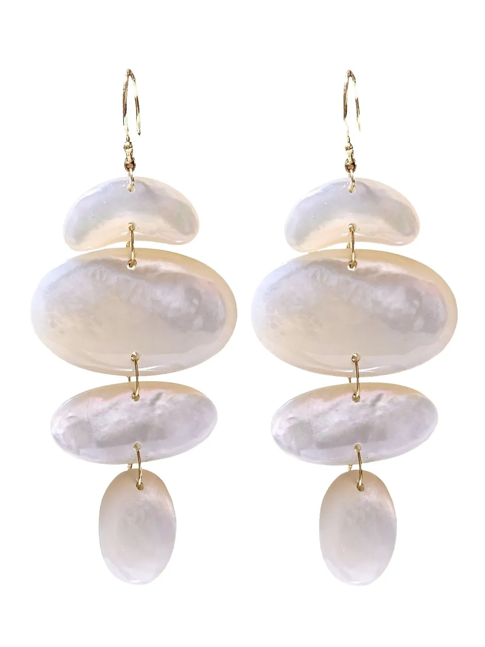 Ten Thousand Things 18k Yellow Gold Oval- Totem Earrings In White