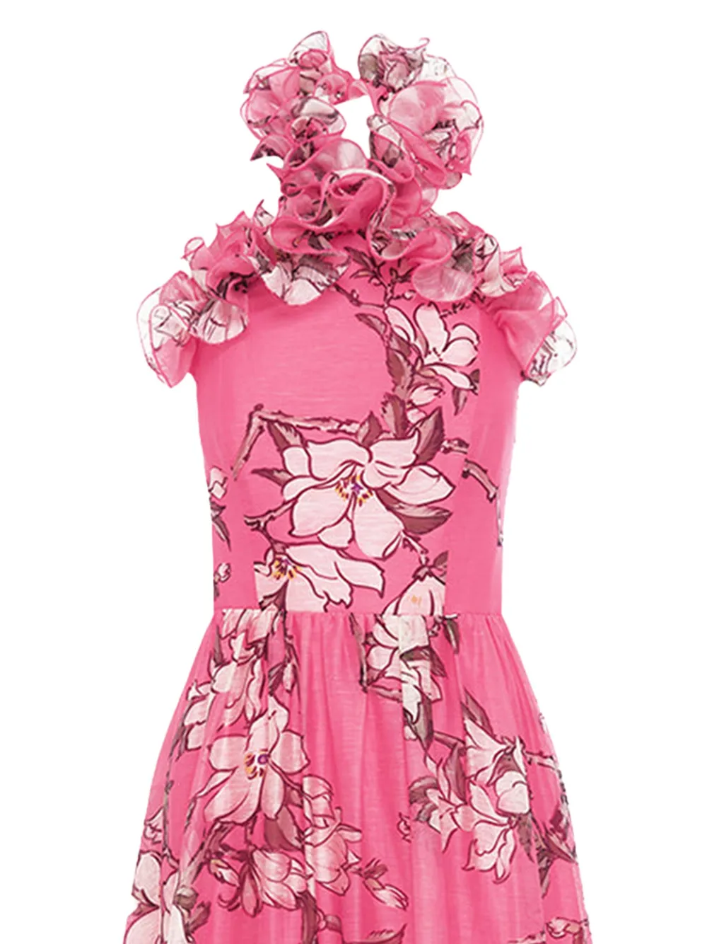 Leo Lin Isabelle maxi-jurk met ruches en bloemenprint - Roze